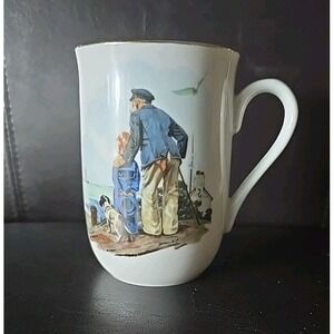 Norman Rockwell Looking Out To Sea Mug 1986 The‎ Museum Gold Trim